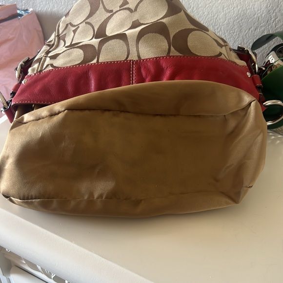 Coach Vintage Brown and Red Leather Zoe Hobo Bag EUC - Picture 10 of 13